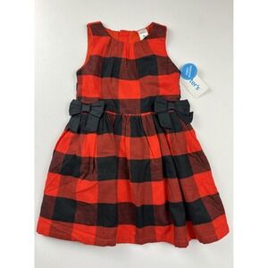 Carter's Dress Girls 3T Red Buffalo Plaid Sleeveless Bow Holiday Festive Classic